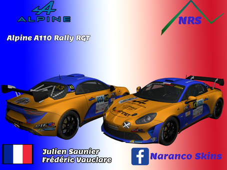 Skin RBR Julien Saunier – Frédéric Vauclare 🇫🇷 (Alpine A110 Rally RGT) – Rallye Mont-Blanc 🇫🇷