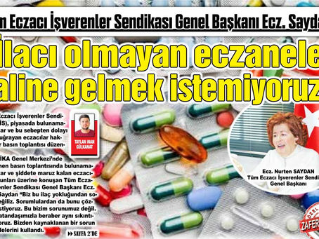 İLACI OLMAYAN ECZANELER HALİNE GELMEK İSTEMİYORUZ.NÖBET ÜCRETİ İSTİYORUZ.