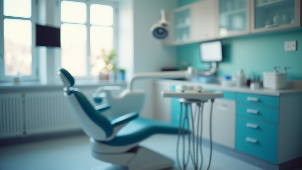 Close-up view of a dental chair in a modern clinic