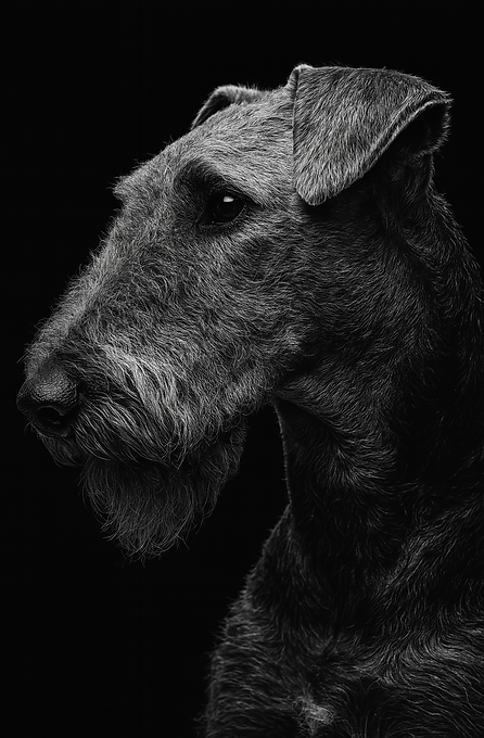 High Key black and white image of Gch Fairstone Struck With Awe NBAR NBSH