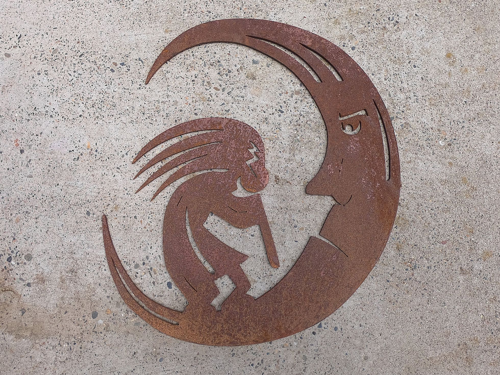 Kokopelli on the Moon Metal Rustic Sign-Steel Wall Art- Outdoor Metal Sign- Yard