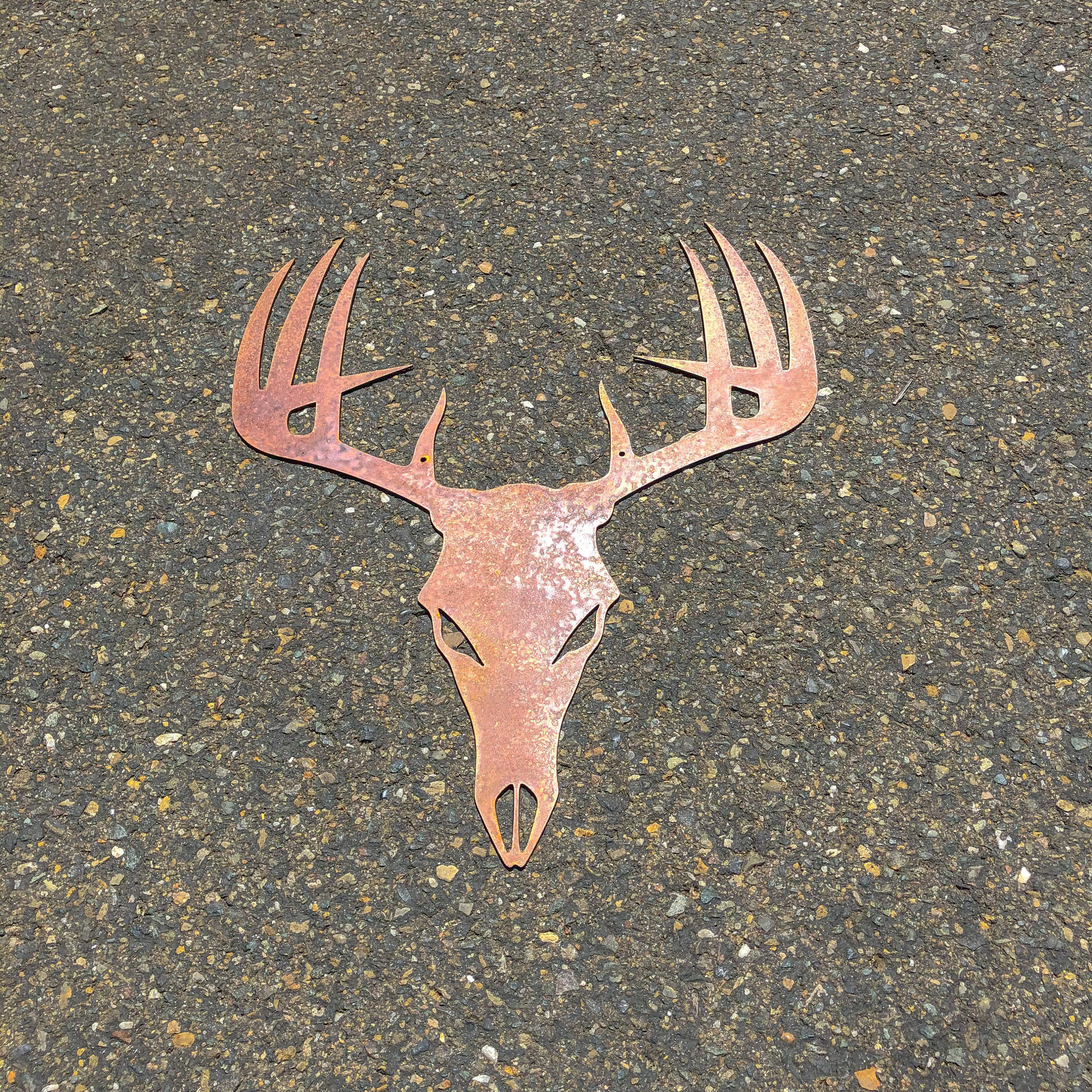 Metal Wall Art Rusted Deer Skull - Rusted Deer Skull - Interior/Exterior - Sign