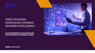 Digital artwork of a Web3 platform powered by blockchain, featuring a data engineer at a holographic dashboard with charts, smart contracts, and a magnifying glass, set against a starry decentralized landscape.