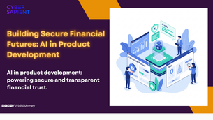 Illustration of financial professionals collaborating with AI to develop secure digital financial products, featuring elements of data protection, trust, and transparent communication on screen interfaces.