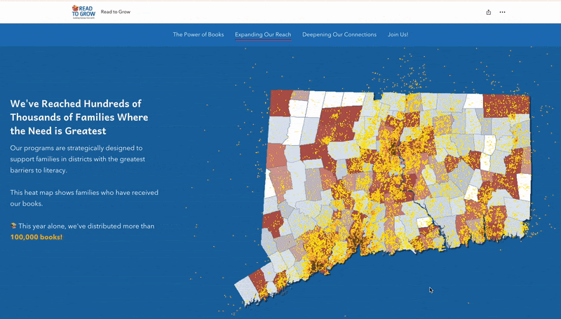 Read to Grow uses interactive tools to show literacy gaps and where their programs close them.