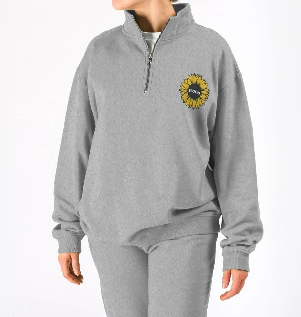 Miniaturbild: Womens Unisex Organic Cotton Quarter Zip Sunflower Jumper - Candy Marx