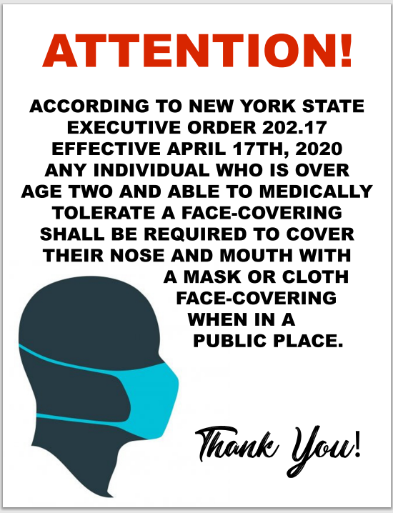#CV931-attention NYS wear a mask law