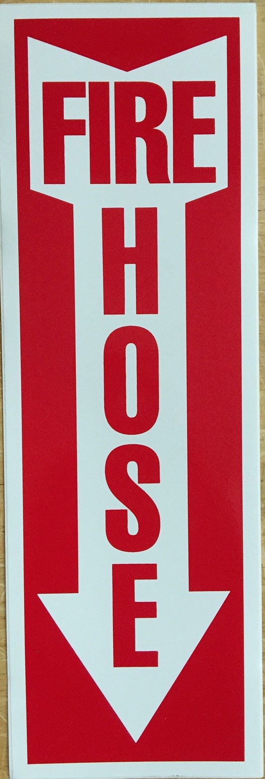 #375 12x4 Vinyl Sticker-Fire Hose arrow