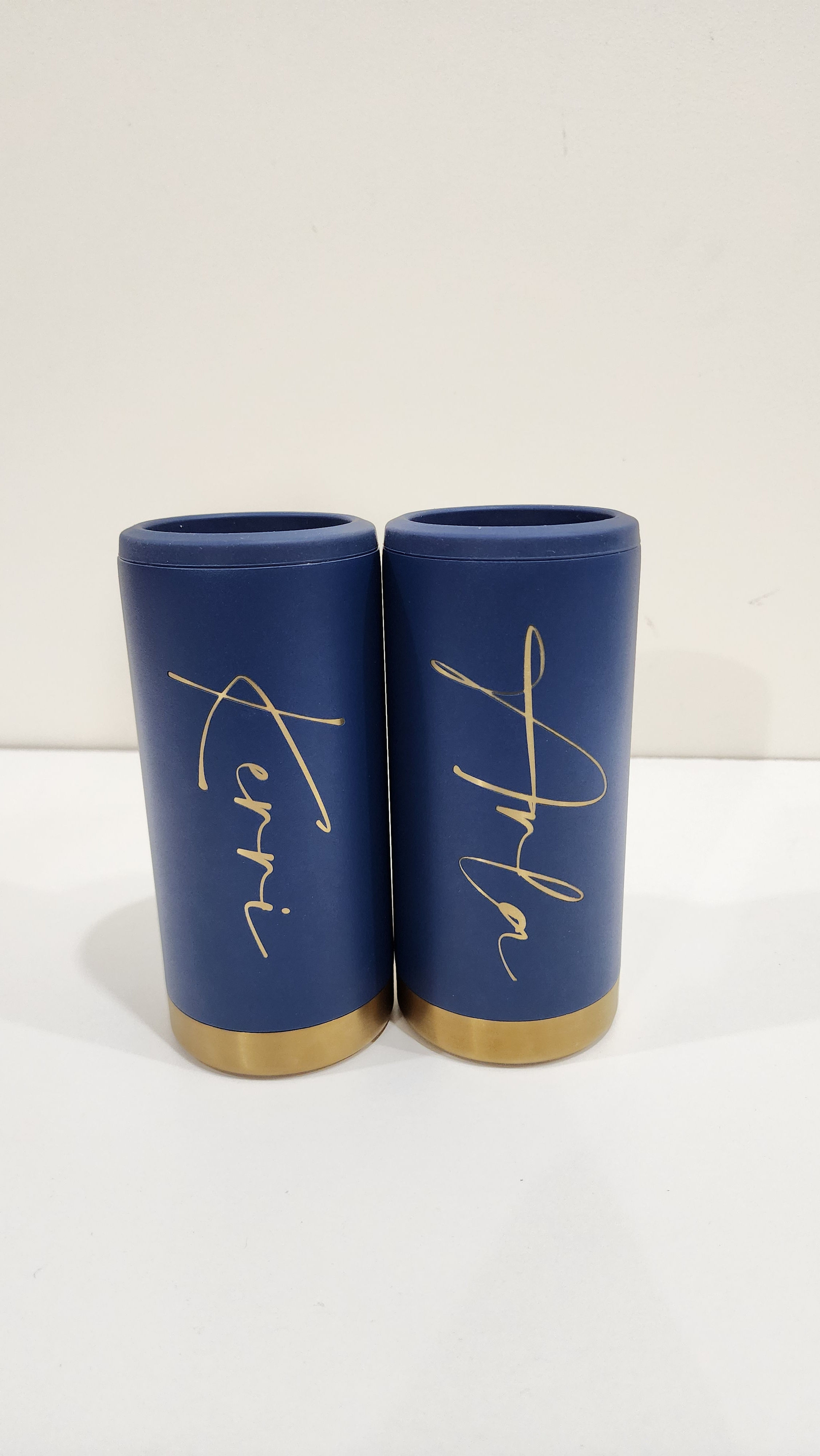 Navy to Gold Slim Can Koozie