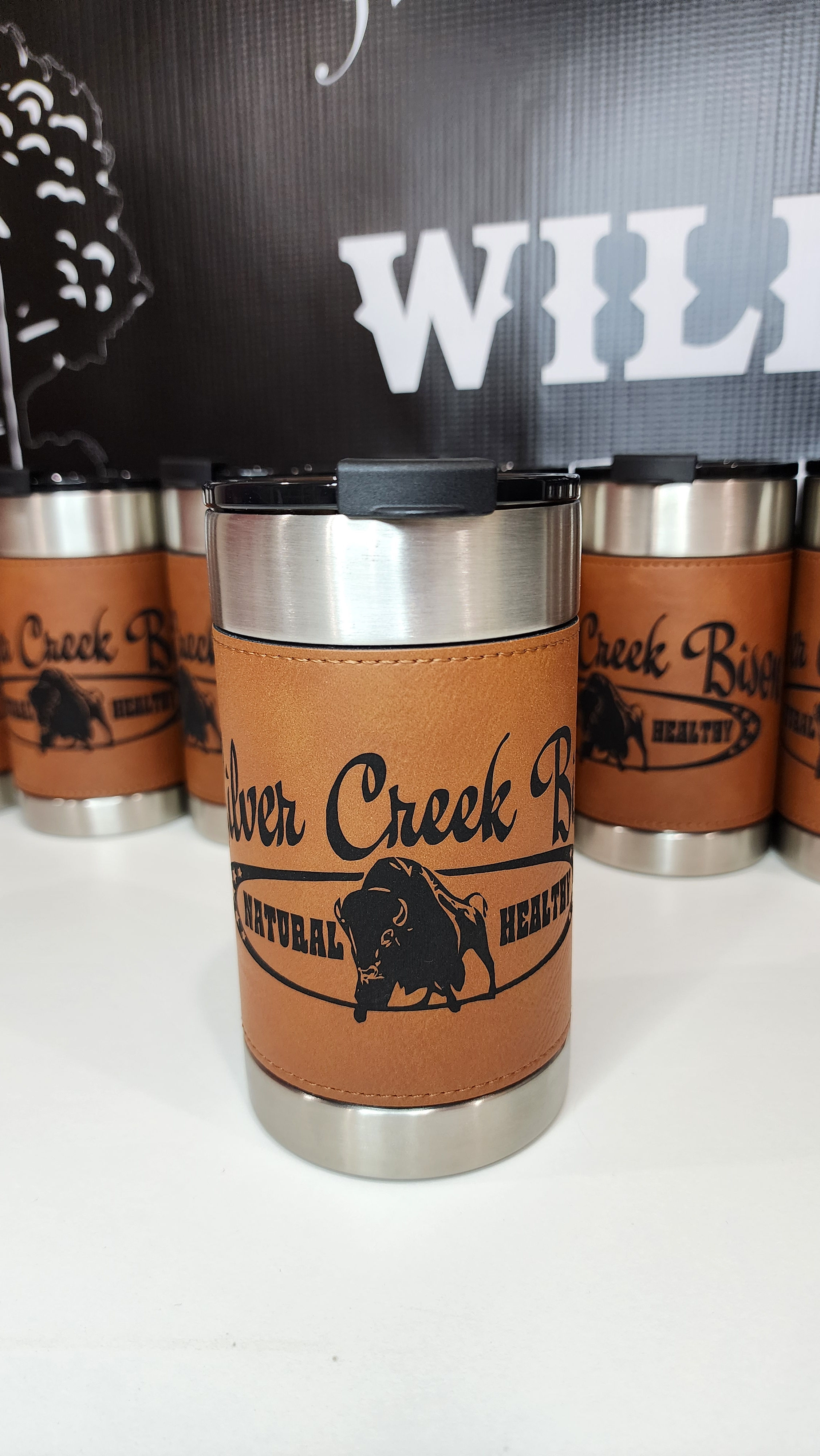 Leather wrapped 4 in 1 koozie