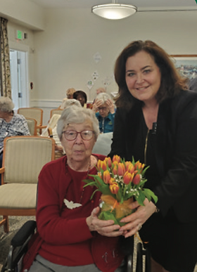 Legacy Society member Marie Gall receives recognition for her work researching the history of Sophia Snow from President/CEO
