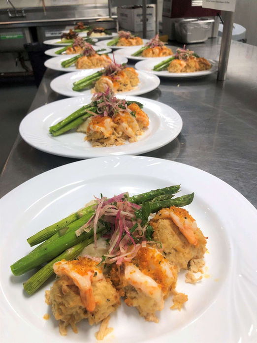 Residents eating together