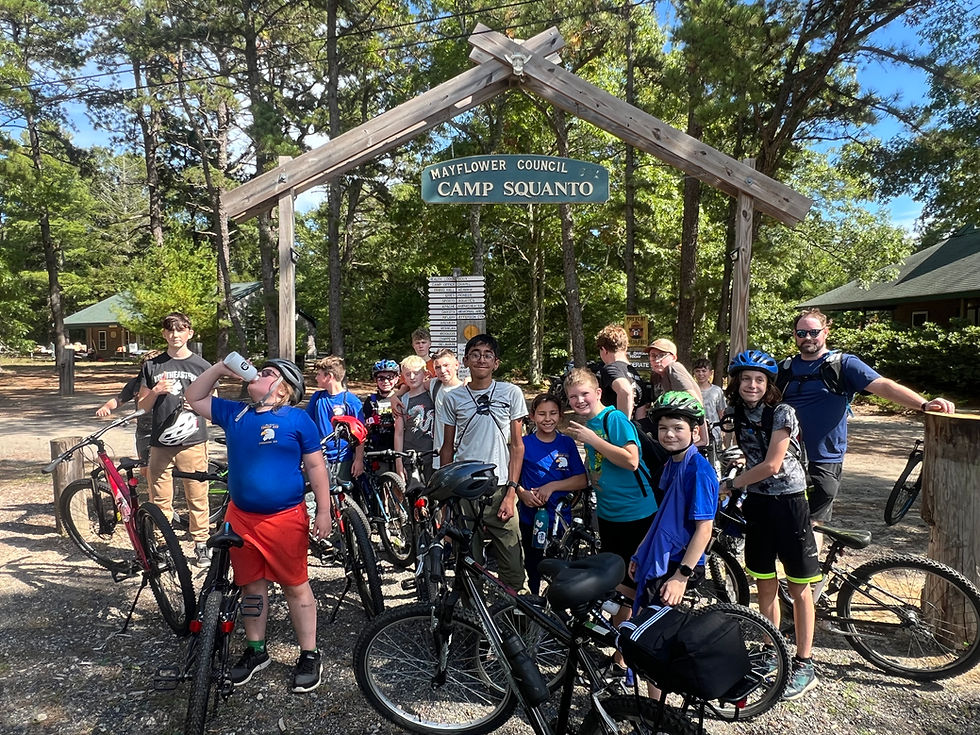 Scouts pose before the bike ride.