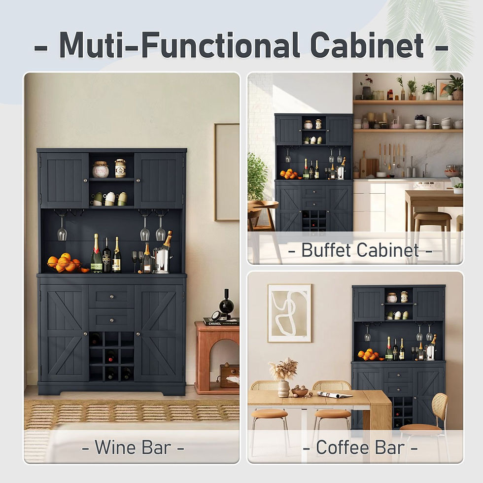 Thumbnail: Coffee Bar Cabinet Kitchen Cabinet with Storage, Farmhouse Wine Cabinet with Dra
