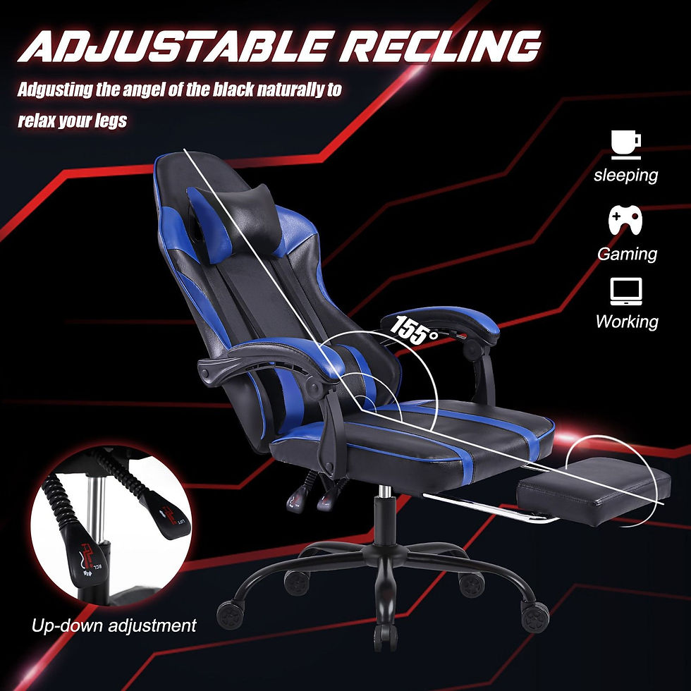 Thumbnail: Ergonomic Gaming Chair for Adults with Footrest PU Leather Computer Chair with A