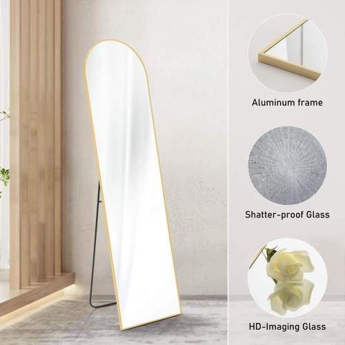 Thumbnail: Floor Standing Mirror, Wall Mirror with Stand Aluminum Alloy Thin Frame,21''*64'