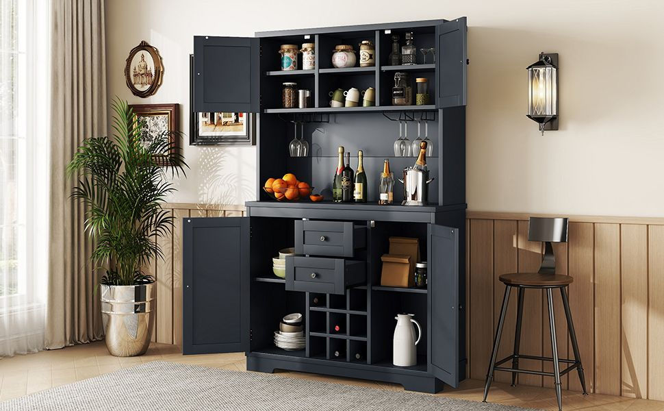 Thumbnail: Coffee Bar Cabinet Kitchen Cabinet with Storage, Farmhouse Wine Cabinet with Dra