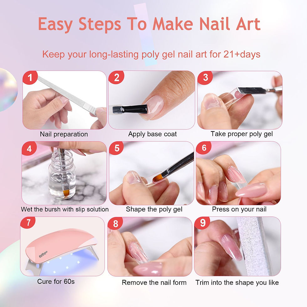 Thumbnail: 6 PCS Poly Gel Nail Kit with UV Lamp, Nail Brush and Nail Forms Top Base Coat Bu