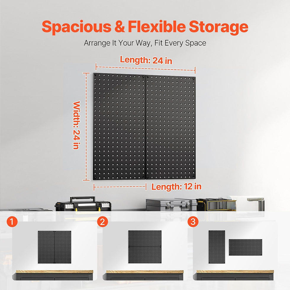 Thumbnail: Metal Pegboard Panels 2 Pcs 24" x 12" Wall Organizer for Garage Tool Storage