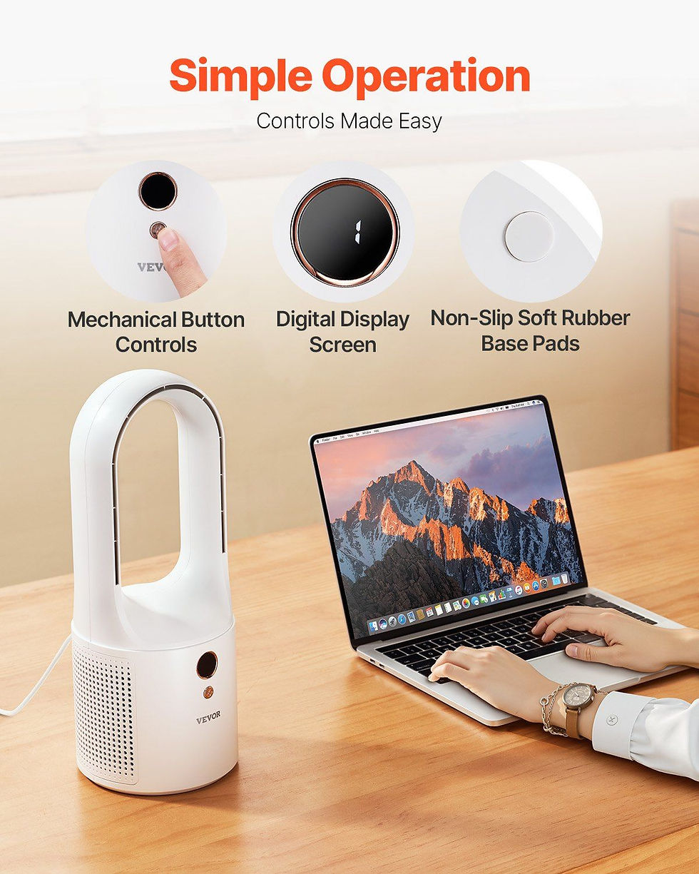 Thumbnail: Portable Desk Bladeless Fan 12.99" 6-Speed Quiet Table Fan for Bedroom & Office