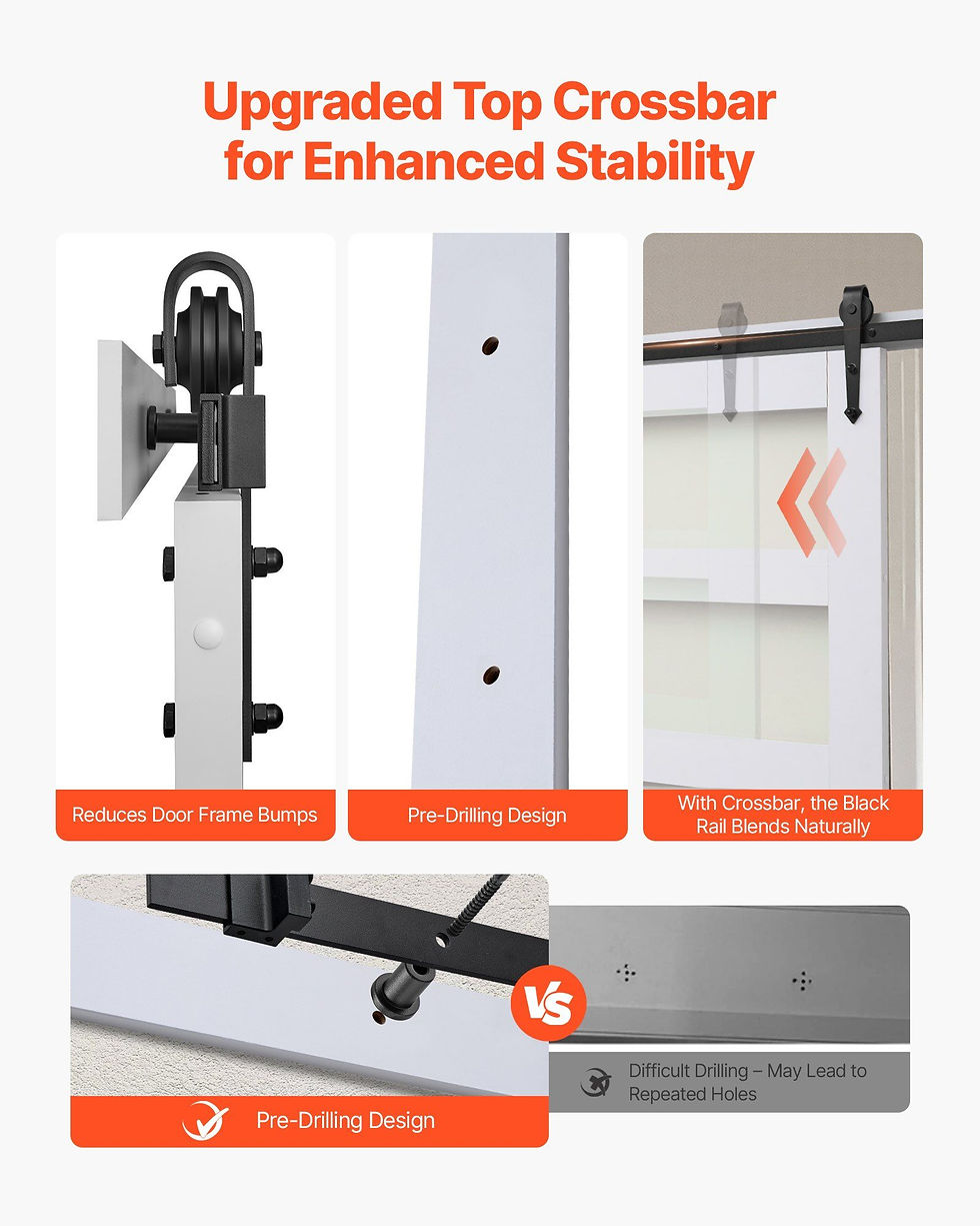 Thumbnail: VEVOR Sliding Barn Door with Hardware Kit 36 x 84 inch MDF Panel Frosted Glass