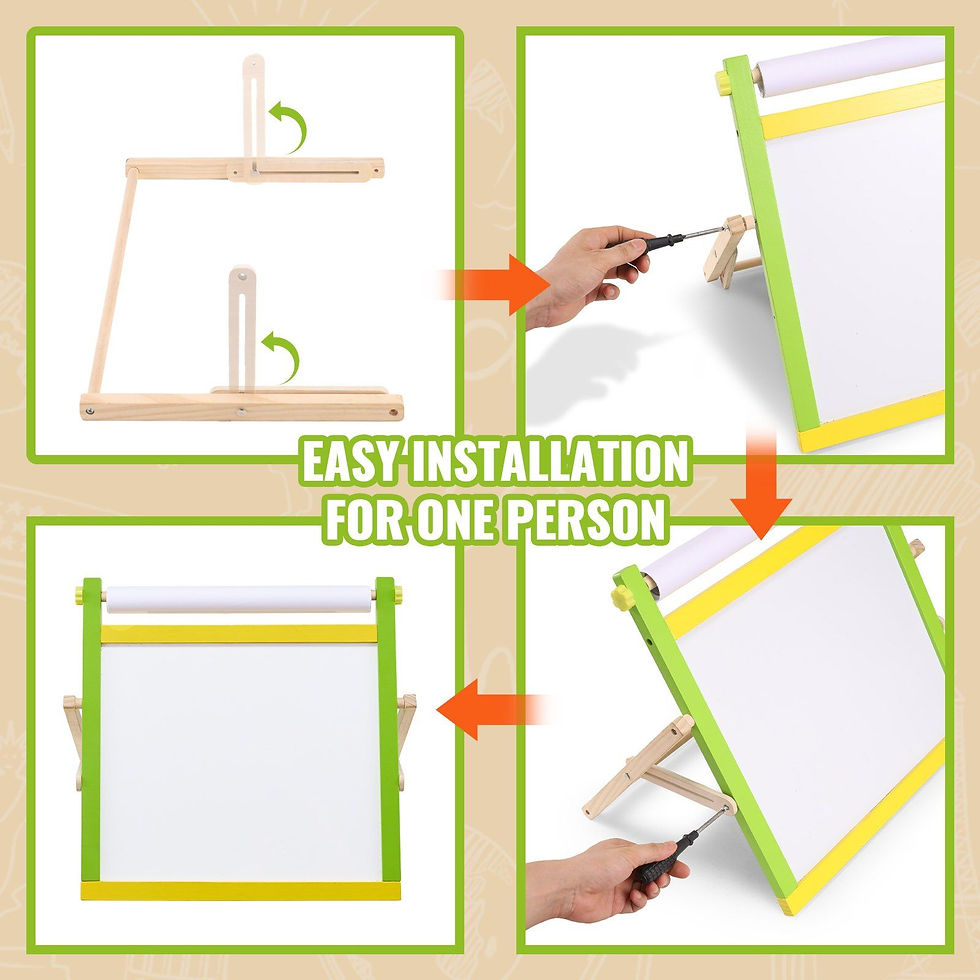 Thumbnail: VEVOR 3-in-1 Tabletop Kids Art Easel Double-Sided Magnetic Whiteboard Chalkboard