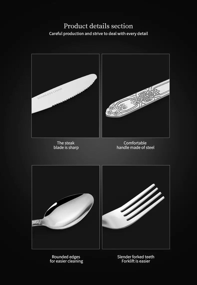 Thumbnail: Product Name : Deluxe Premium Cutlery Flatware Set for the Home - Stainless stee