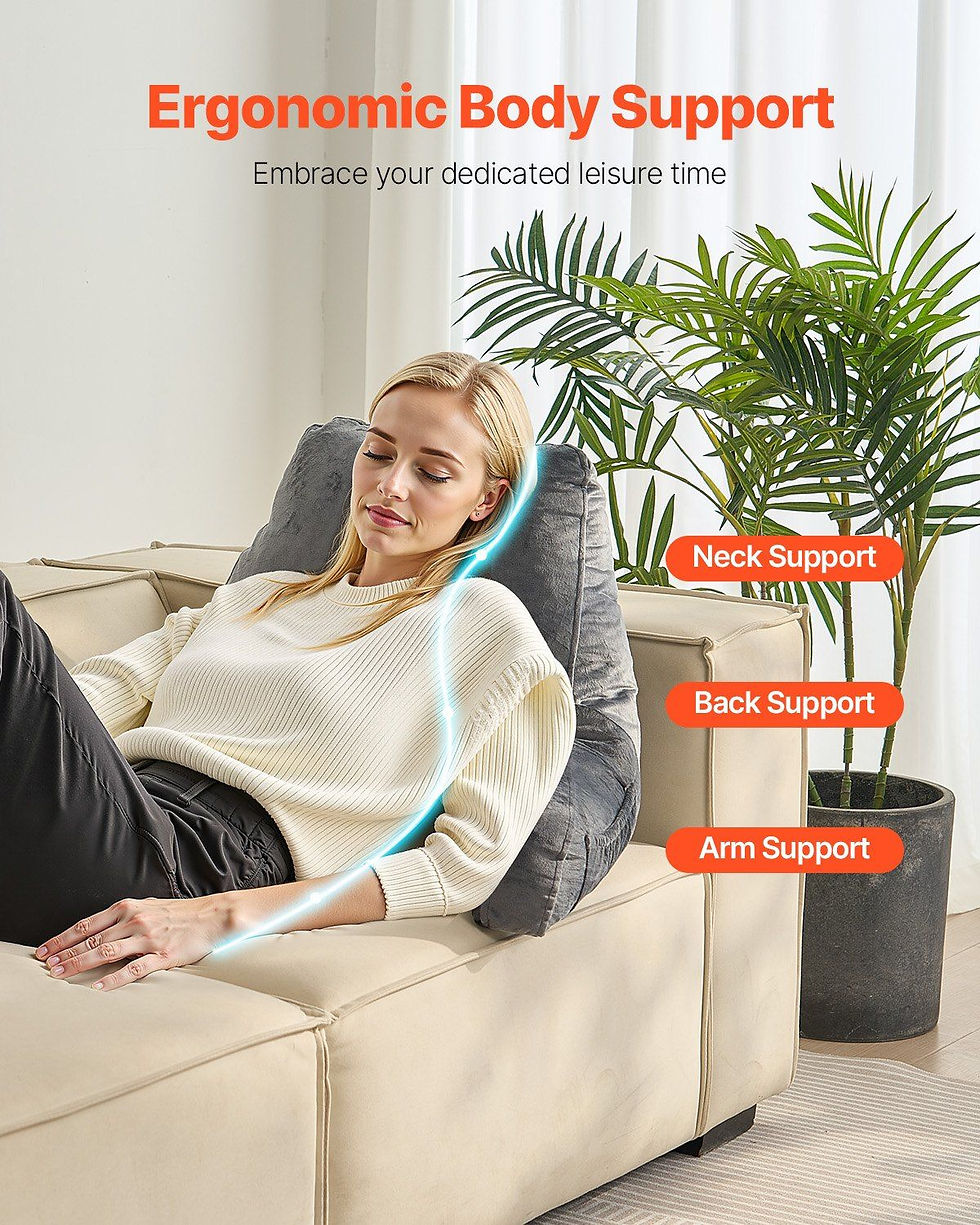Thumbnail: VEVOR Reading Pillow, Large Size Bed Pillow with Shredded Memory Foam, Back Pill