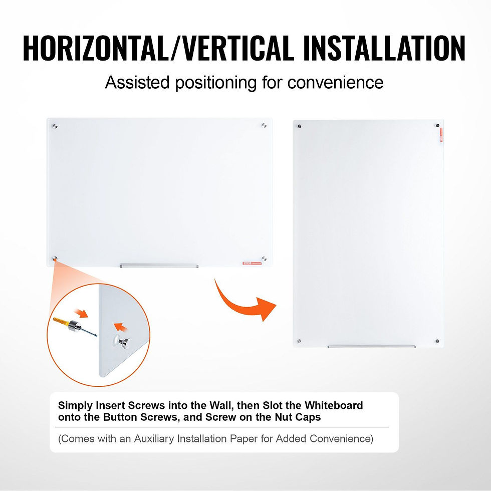 Thumbnail: VEVOR Magnetic Glass Whiteboard, Dry Erase Board 36"x24", Wall-Mounted Large Whi