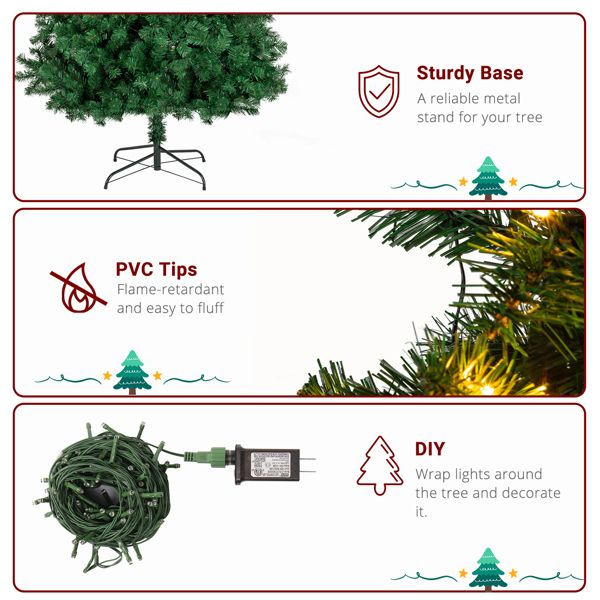 Thumbnail: 7ft 1100 Branches PVC Material DIY 200 Lights Warm Color 8 Modes Christmas Tree 