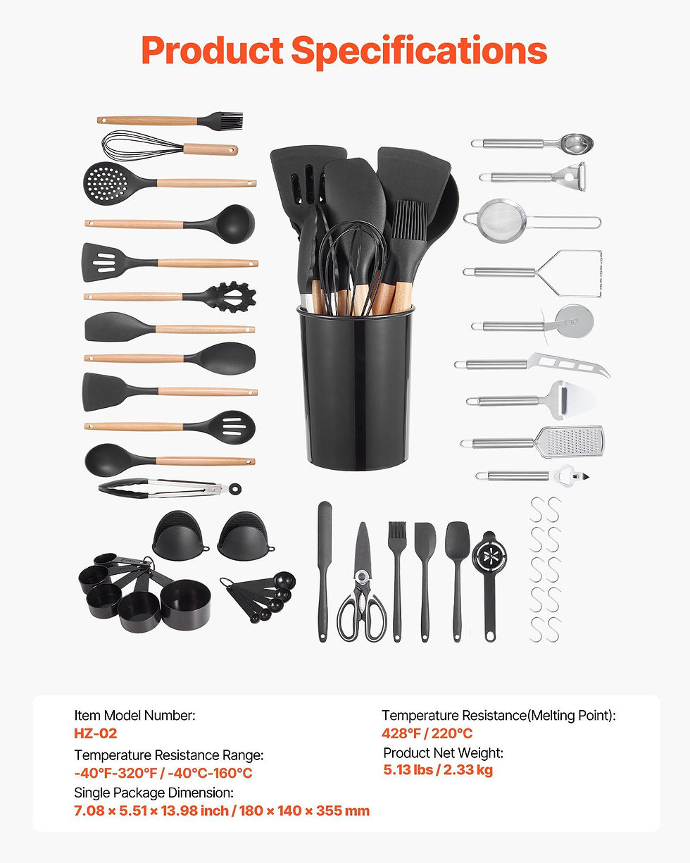Thumbnail: 50 PCS Kitchen Cooking Utensils Set Silicone Spatula Spoon Tools Heat Resistant