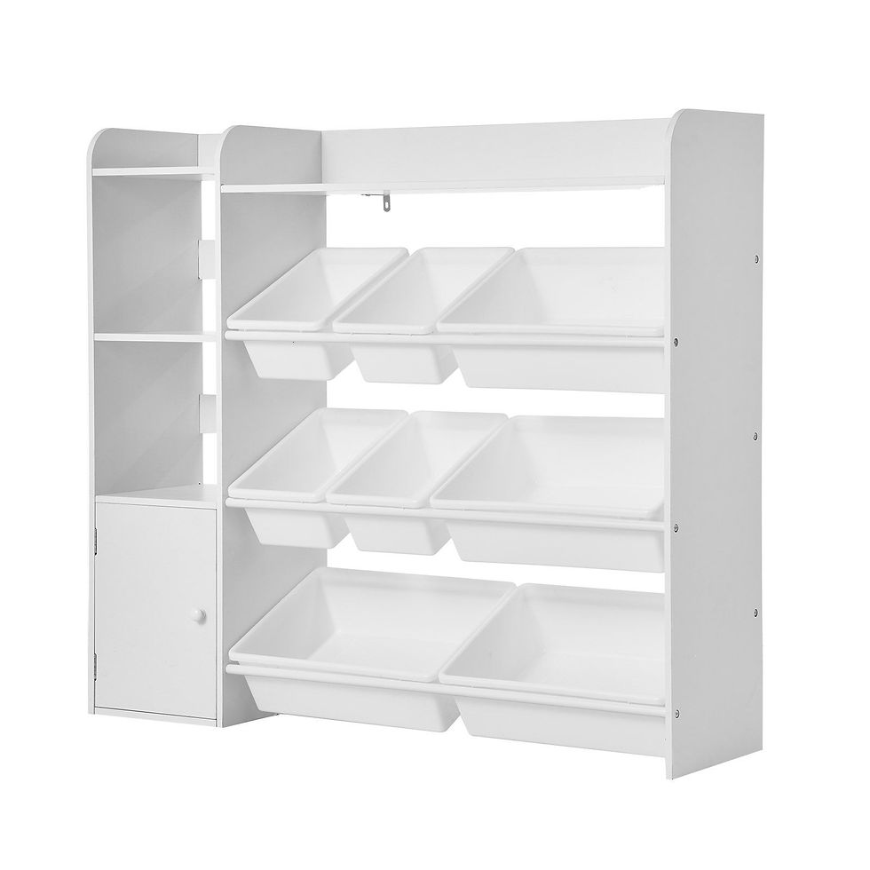 Thumbnail: VEVOR Kids Toy Storage and Bookshelf, 4-Tier Toy Storage Organizer with 8 Flexib