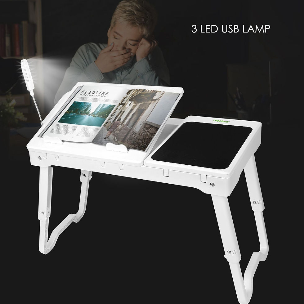 Thumbnail: Foldable Laptop Table Bed Notebook Desk with Cooling Fan Mouse Board LED light 4