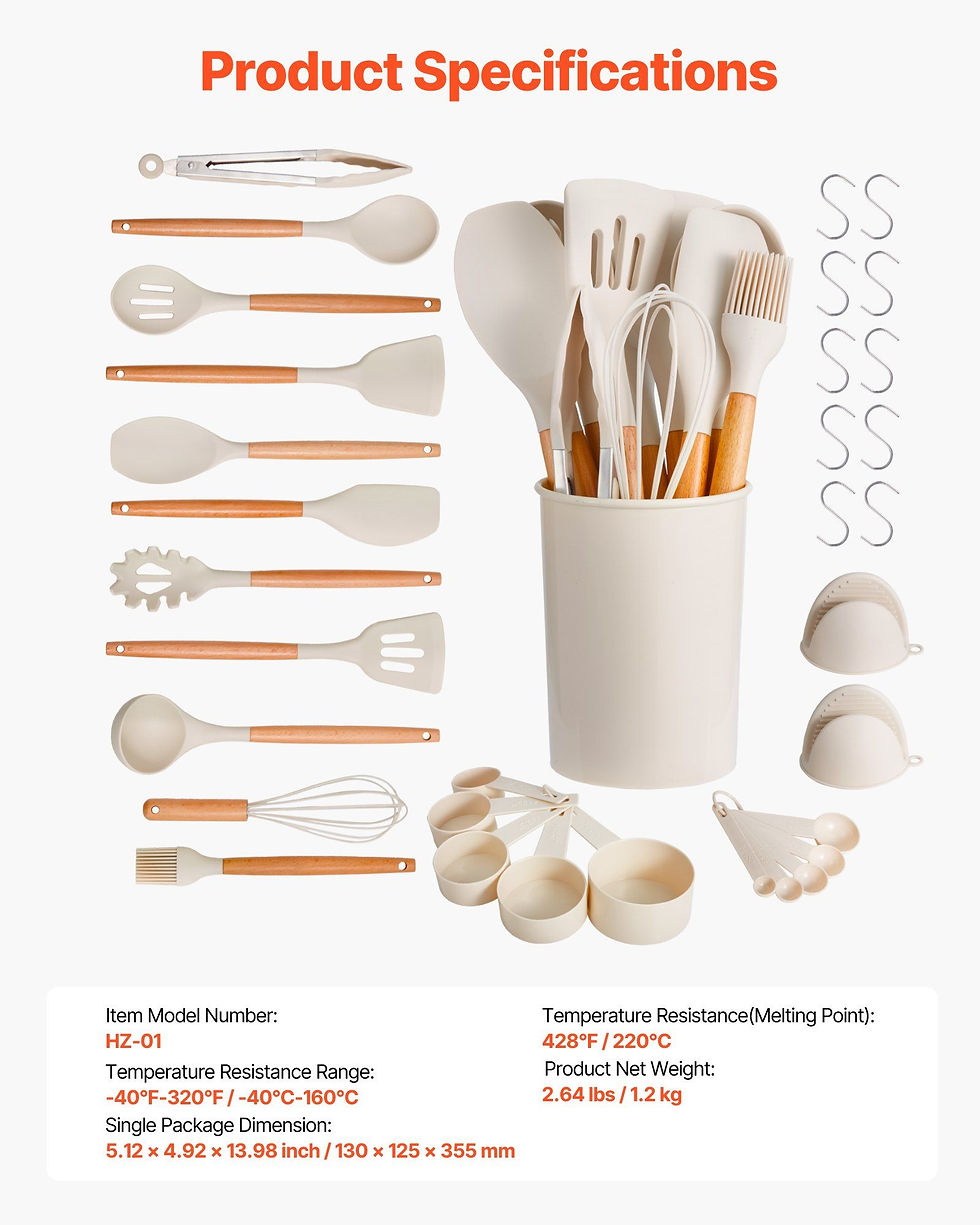Thumbnail: 34 PCS Kitchen Cooking Utensils Set Silicone Spatula Spoon Tools Heat Resistant