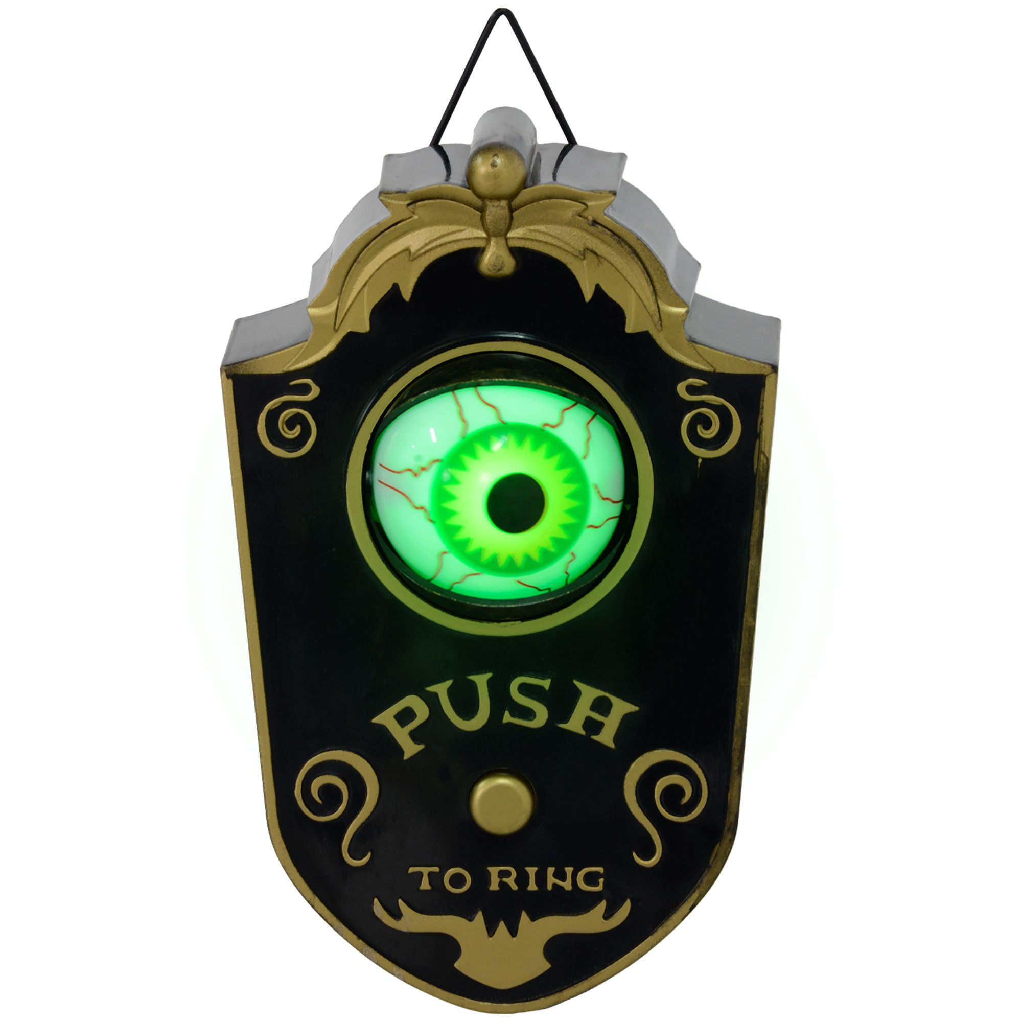 HOMCOM 7.1" Doorbell w/ Simulation Light-up Eyeball, Halloween Decoration Animat