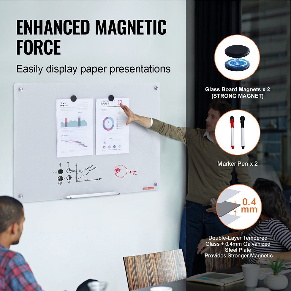 Thumbnail: VEVOR Magnetic Glass Whiteboard, Dry Erase Board 36"x24", Wall-Mounted Large Whi