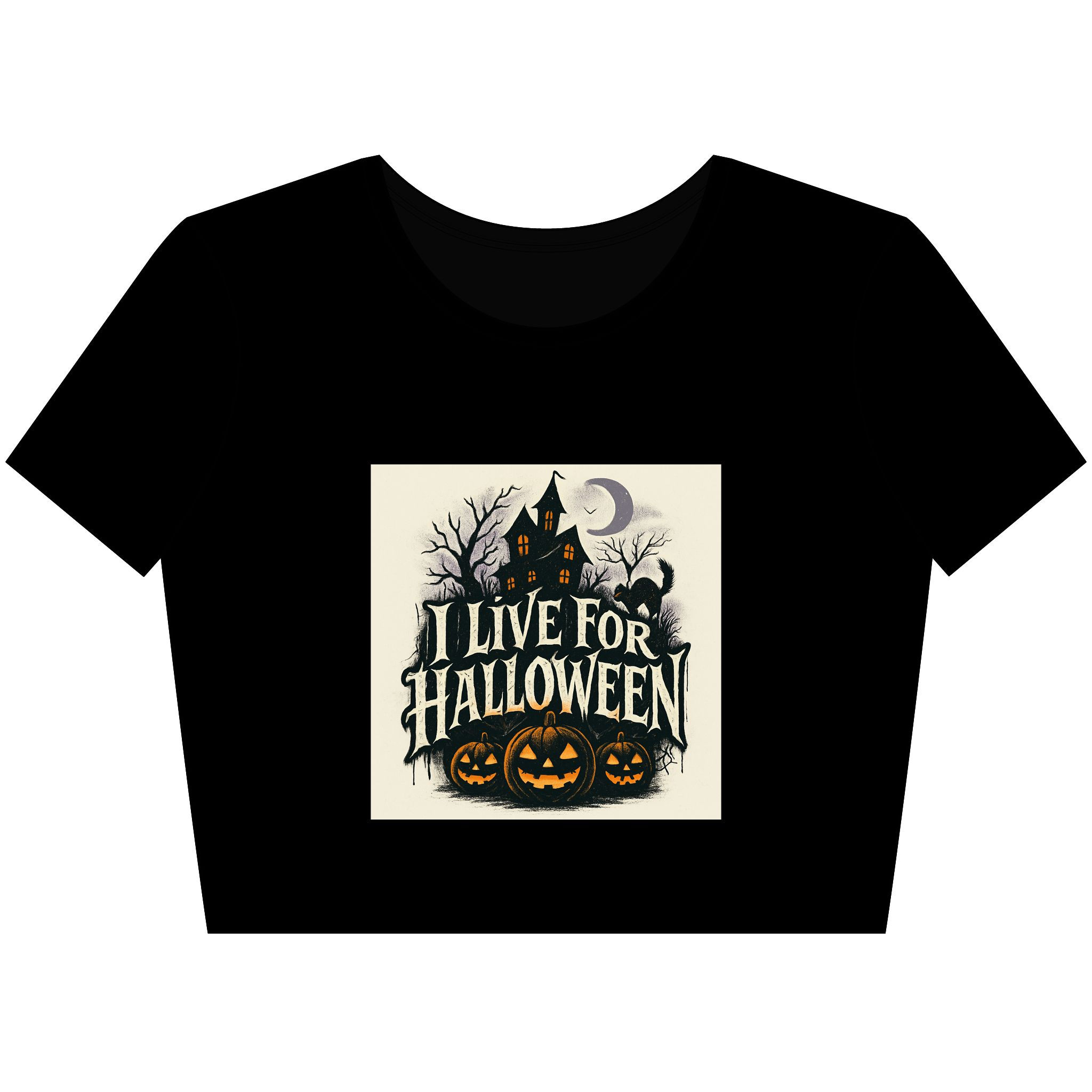 Halloween Crop Tee - I Live For Halloween, Women’s Halloween Shirt