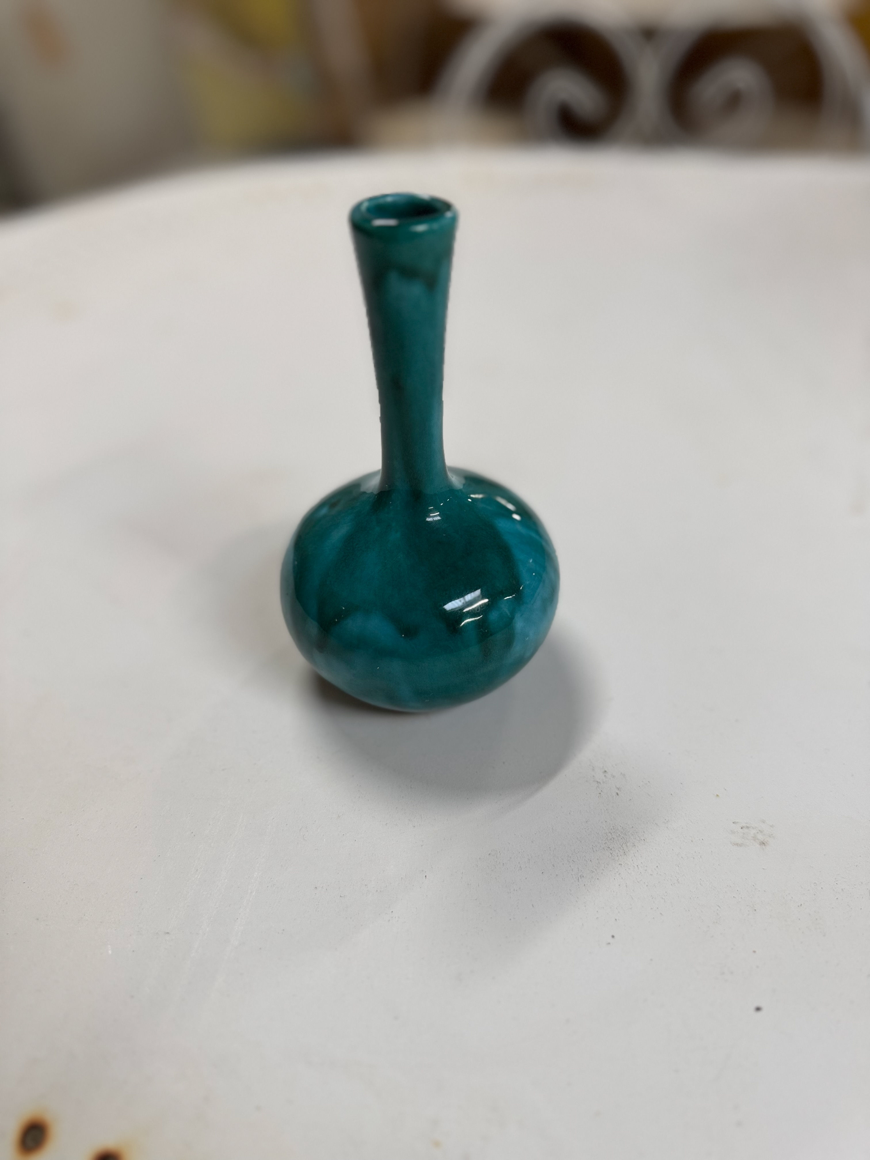 Vintage Anglia Pottery Turquoise Vase
