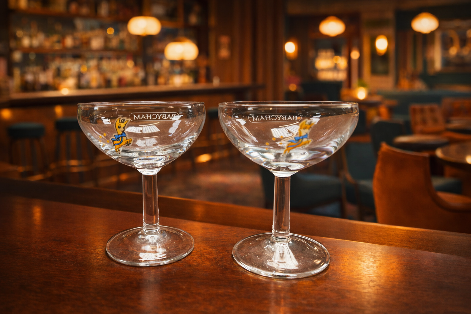 Pair of Vintage Babycham Cocktail Glasses