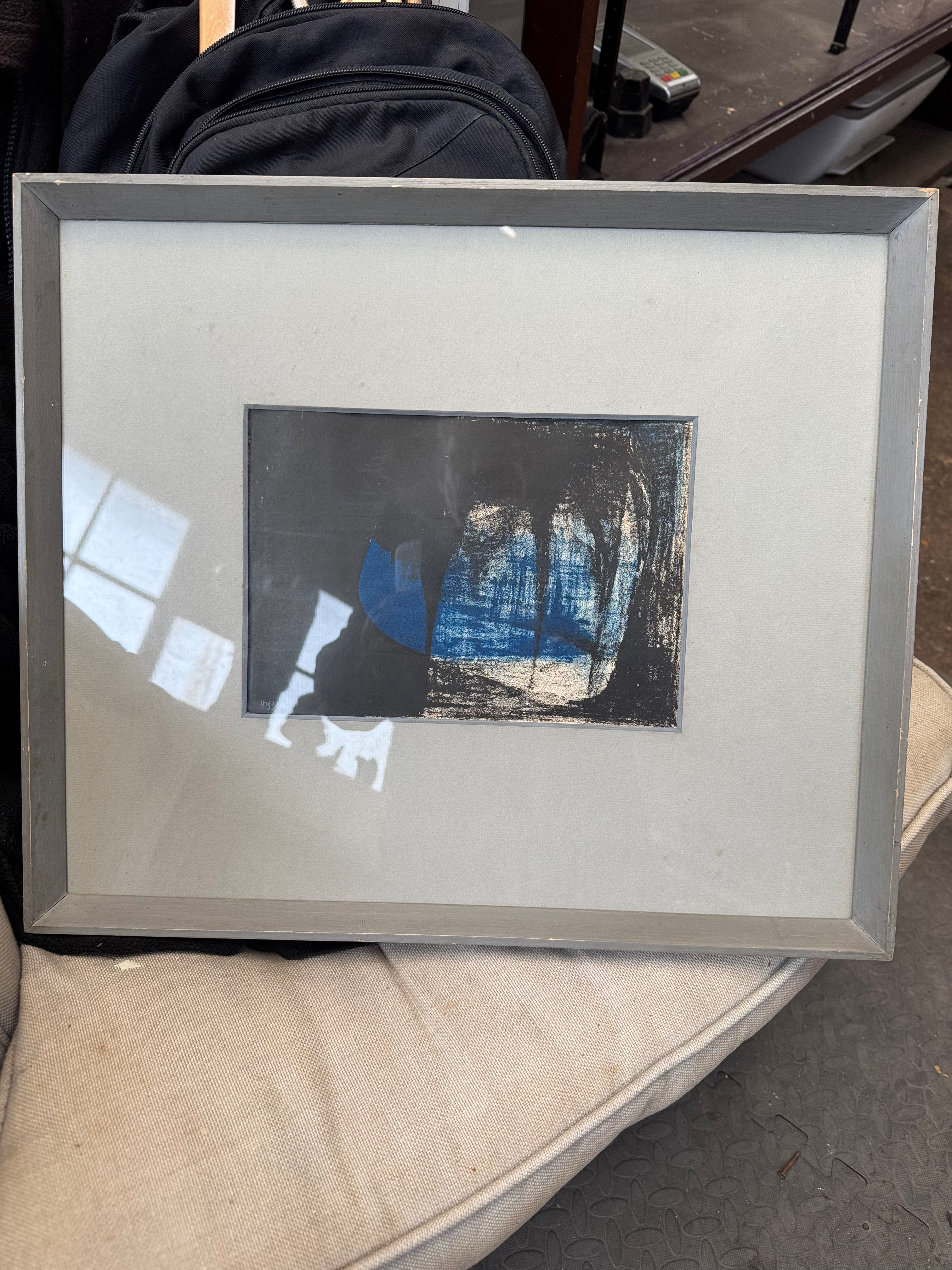 A Dark Scene With Blue Signed by Higgs Dated 1951 (17cm x 25cm)