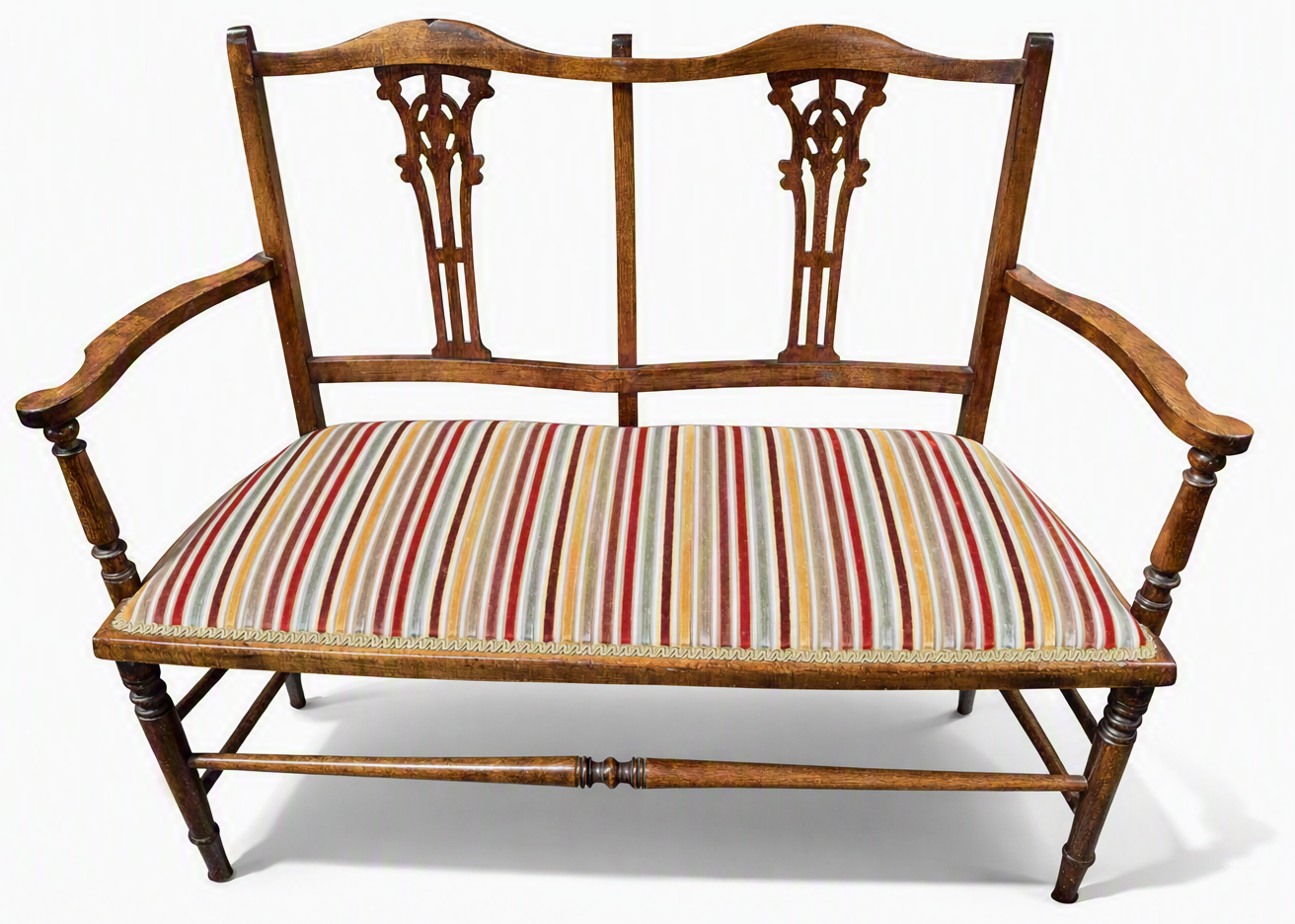 Beautiful Antique Edwardian 2 Seater Walnut Settee / Window Seat