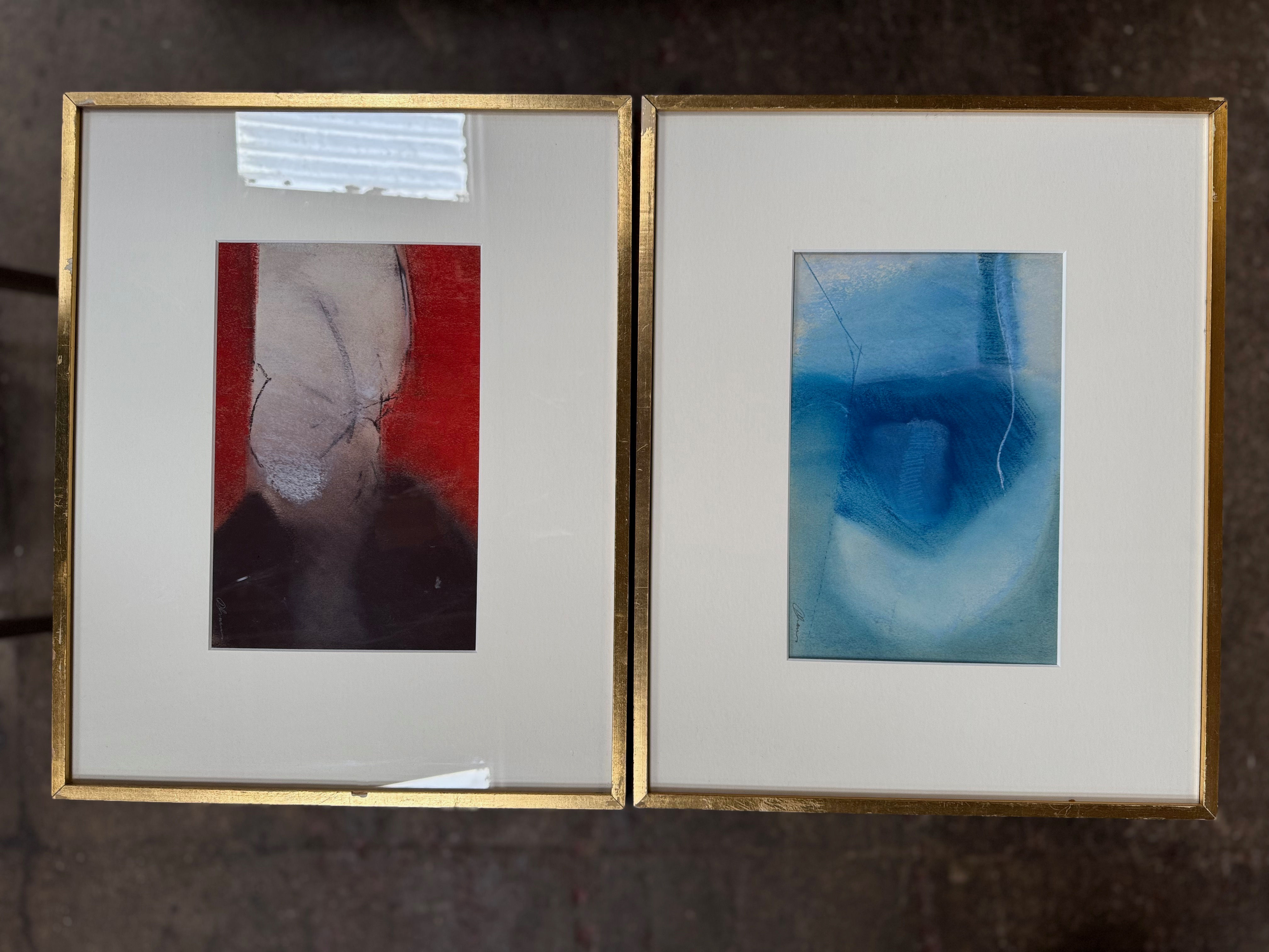 Pair of Lionel Abrams Abstract Compositions (Coloured Pastel)