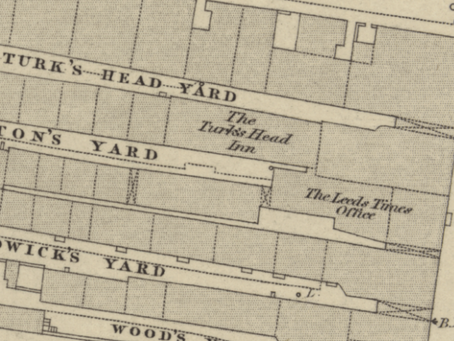 A map showing the location of the Turk's Head Inn in Leeds