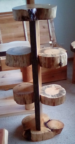 new rustic display table with round shelves | website