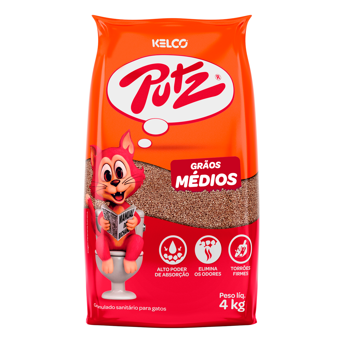 Areia Higiênica Putz Grãos Médios 4kg