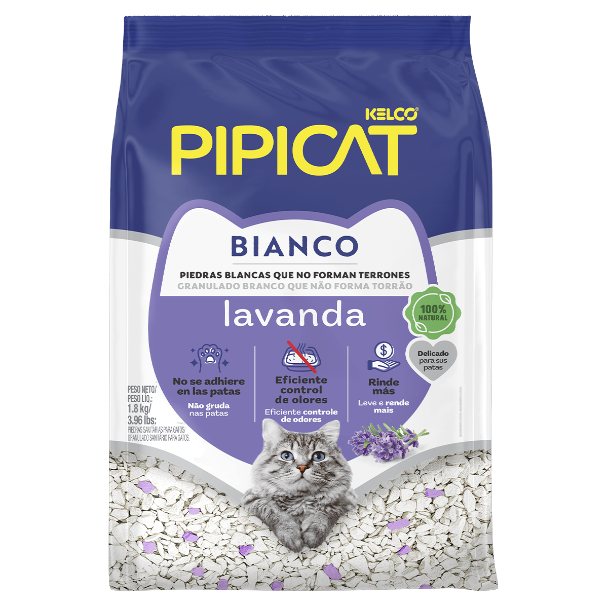 Areia Higiênica Pipicat Bianco  Lavanda 1,8kg