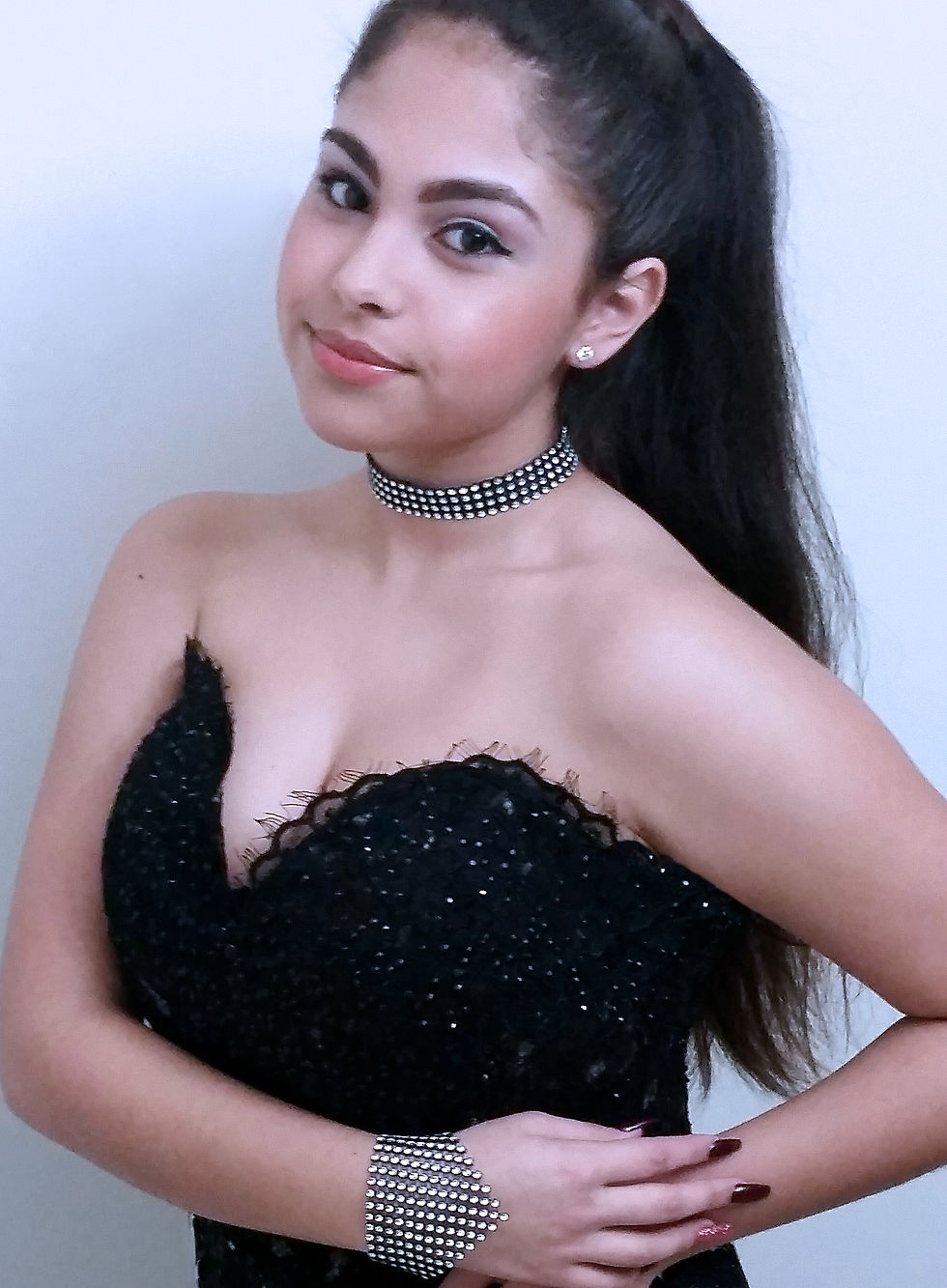 Thumbnail: Elegant Silver Sparkly Mesh Trimming Lace Choker Fashion Necklace Set