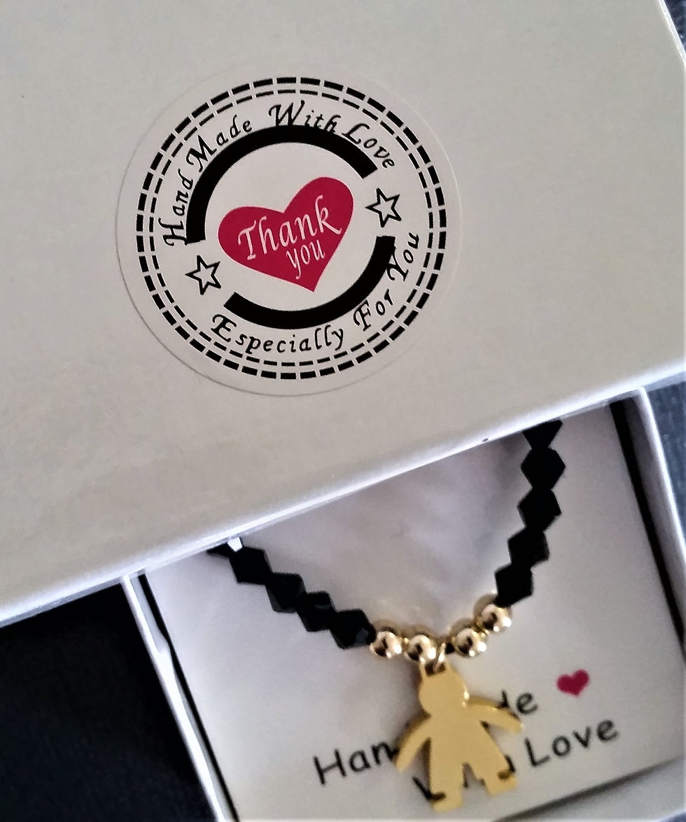 Thumbnail: Dainty Custom Gold/ Boy & Girl Charm Pendant Black Leather Women Choker Necklace
