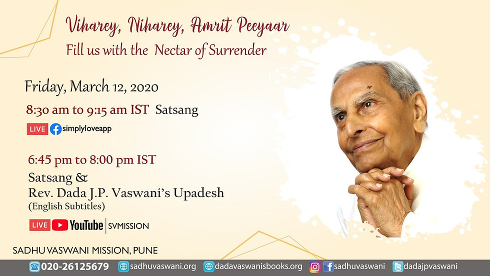 Dada Vaswani's Sacred Monthly Yagna | March 12th, 2021| Online Satsang & Upadesh (Subtitles) (1)