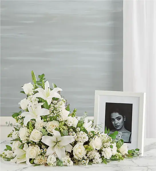 Thumbnail: Asymmetrical Cremation Arrangement- All White